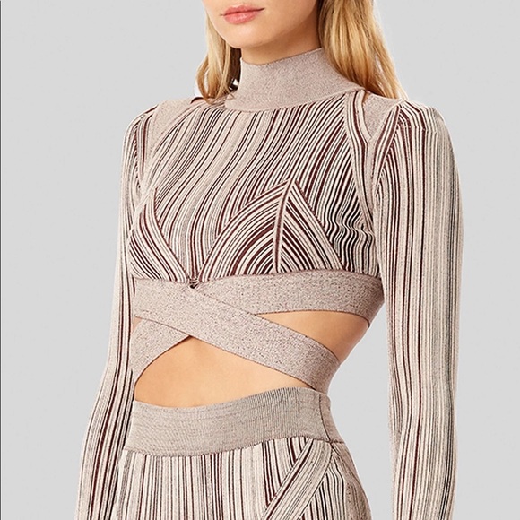 Herve Leger PLAITED CUTOUT CROP TOP - Picture 4 of 6